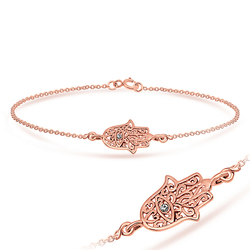 Rose Gold Plated Palm Shaped Silver Bracelet BRS-31-RO-GP